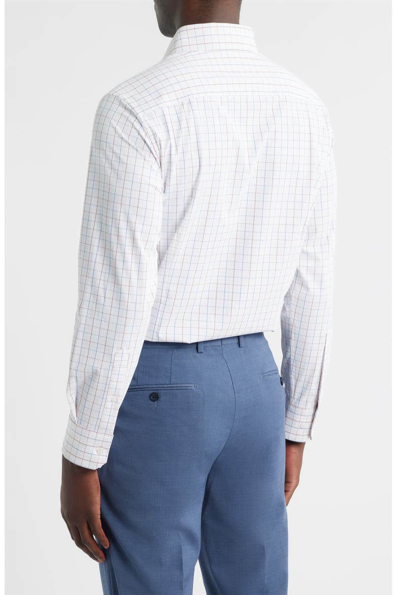 Leeward Trim Fit Plaid Performance Button-Up Shirt, Alternate, color, LAVENDER HAZE JORDAN PLAID