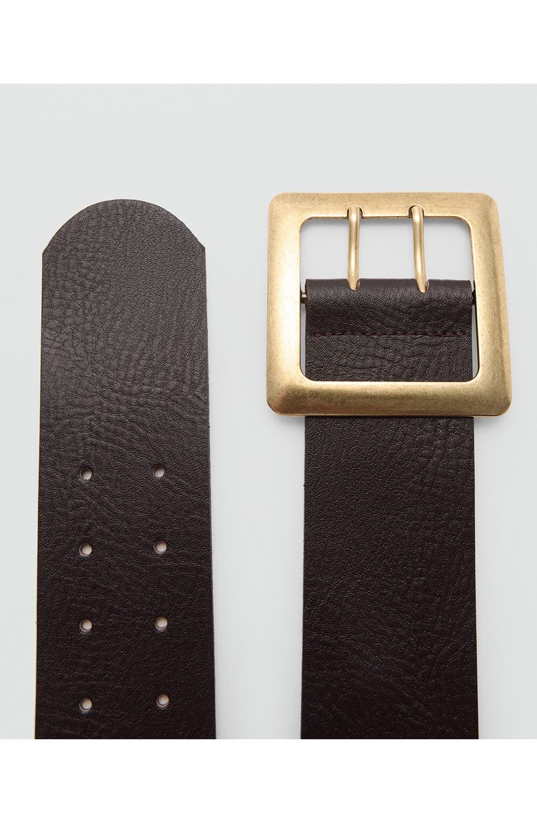 MANGO Square Buckle Leather Belt, Alternate, color,