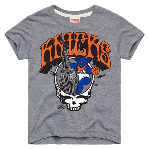 Youth Homage Gray New York Knicks x The Grateful Dead Skull Tri-Blend T-Shirt