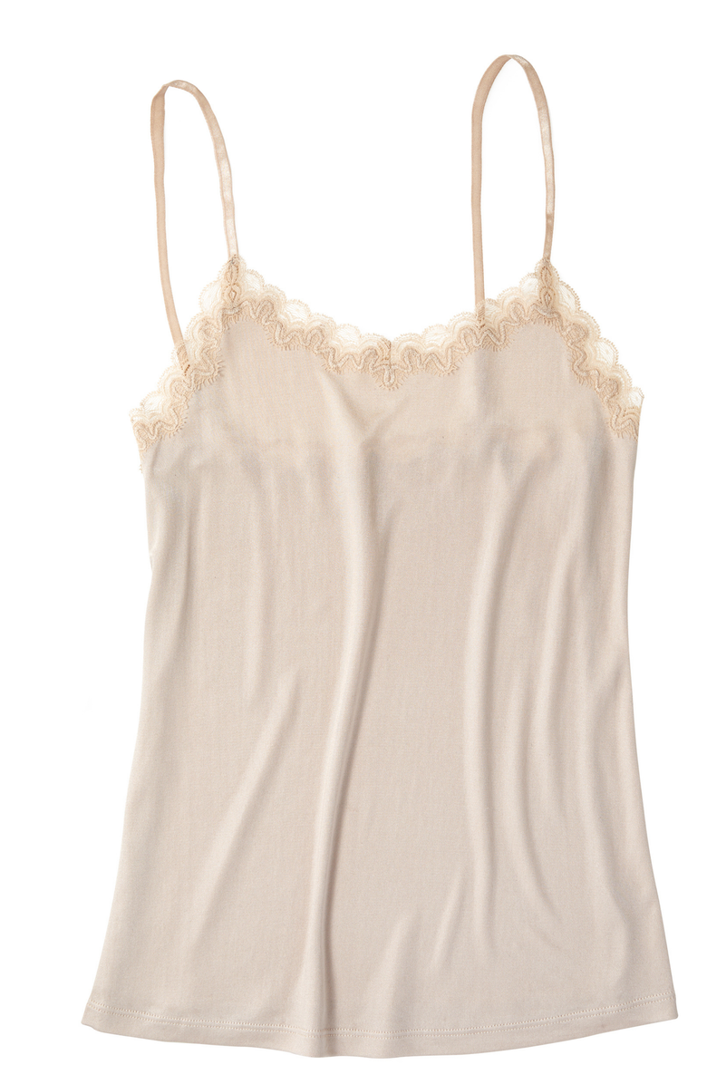 Uwila Warrior Soft Silk Lace Trim Camsiole, Main, color, Smoke Grey