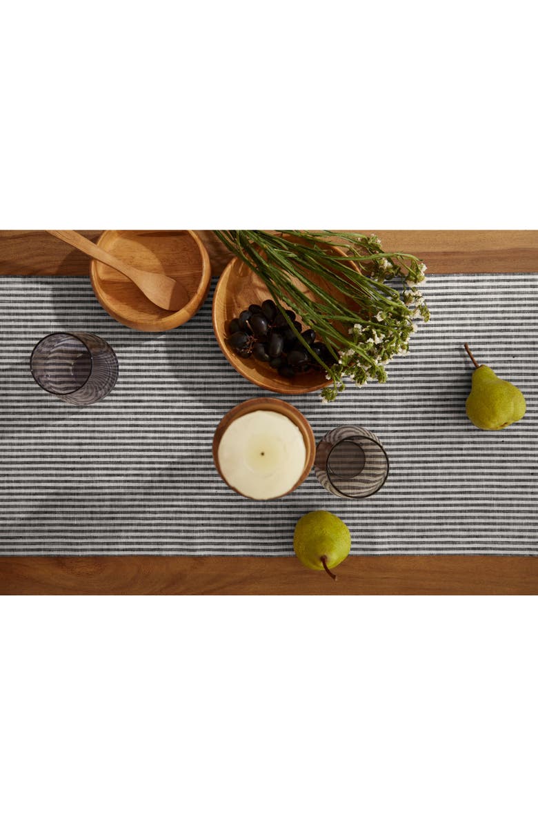 Solino Home Linen Table Runner - Narrow Stripe, Alternate, color, Black And White