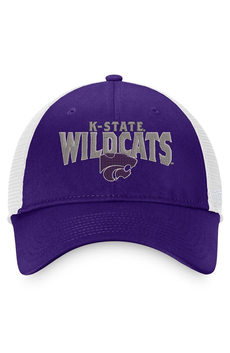 TOP OF THE WORLD Men's Top of the World Purple/White Kansas State Wildcats Breakout Trucker Snapback Hat, Alternate, color, Purple