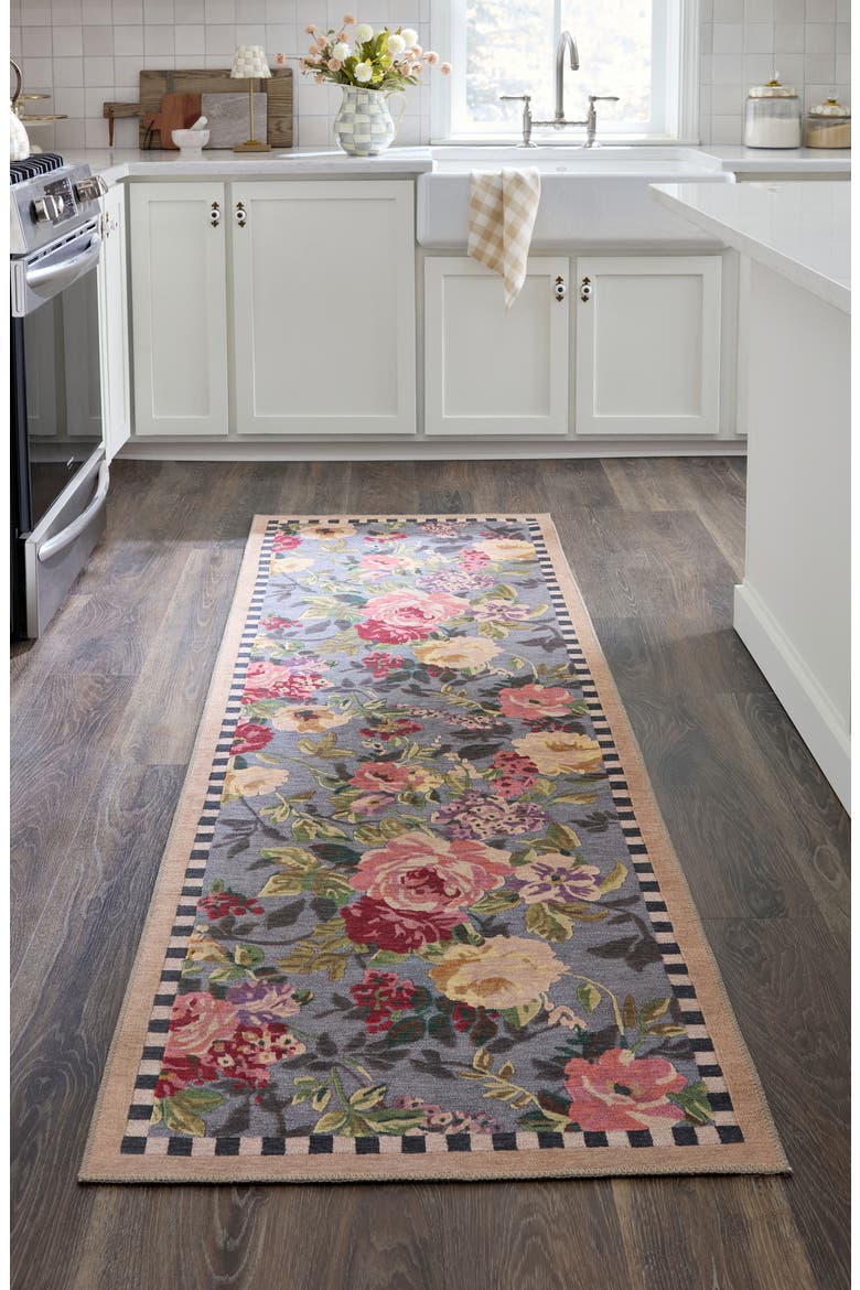 Tudor Rose Washable Runner, Alternate, color, BLUE MULTI