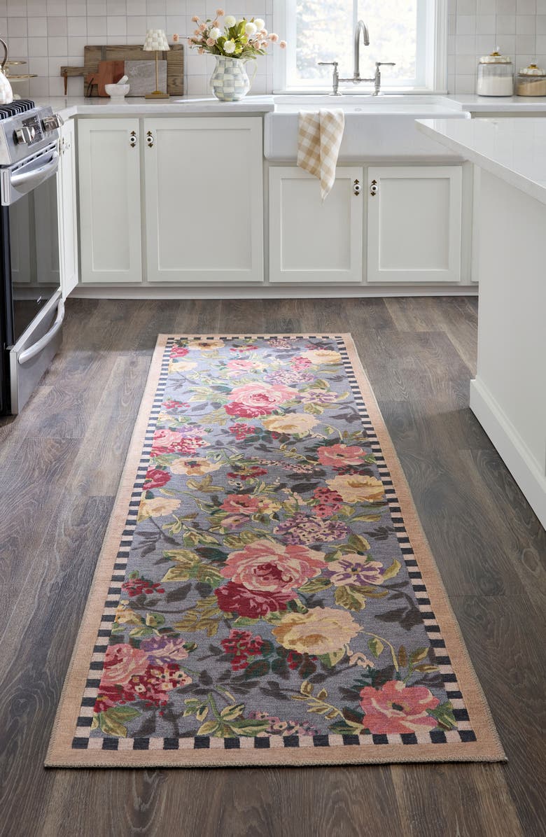 MACKENZIE CHILDS Tudor Rose Washable Runner, Alternate, color, Blue Multi