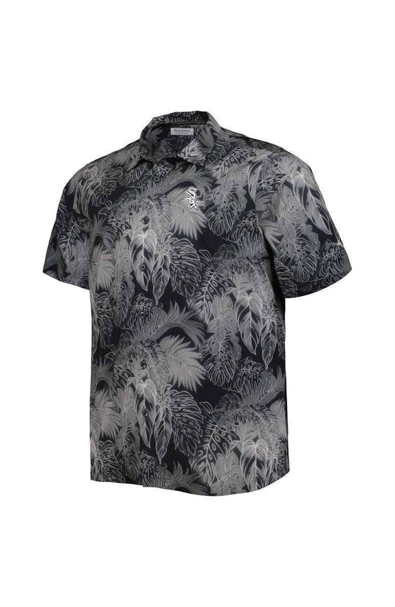 Tommy Bahama Men's Tommy Bahama Black Chicago White Sox Big & Tall Luminescent Fronds Camp IslandZone Button-Up Shirt, Alternate, color, 