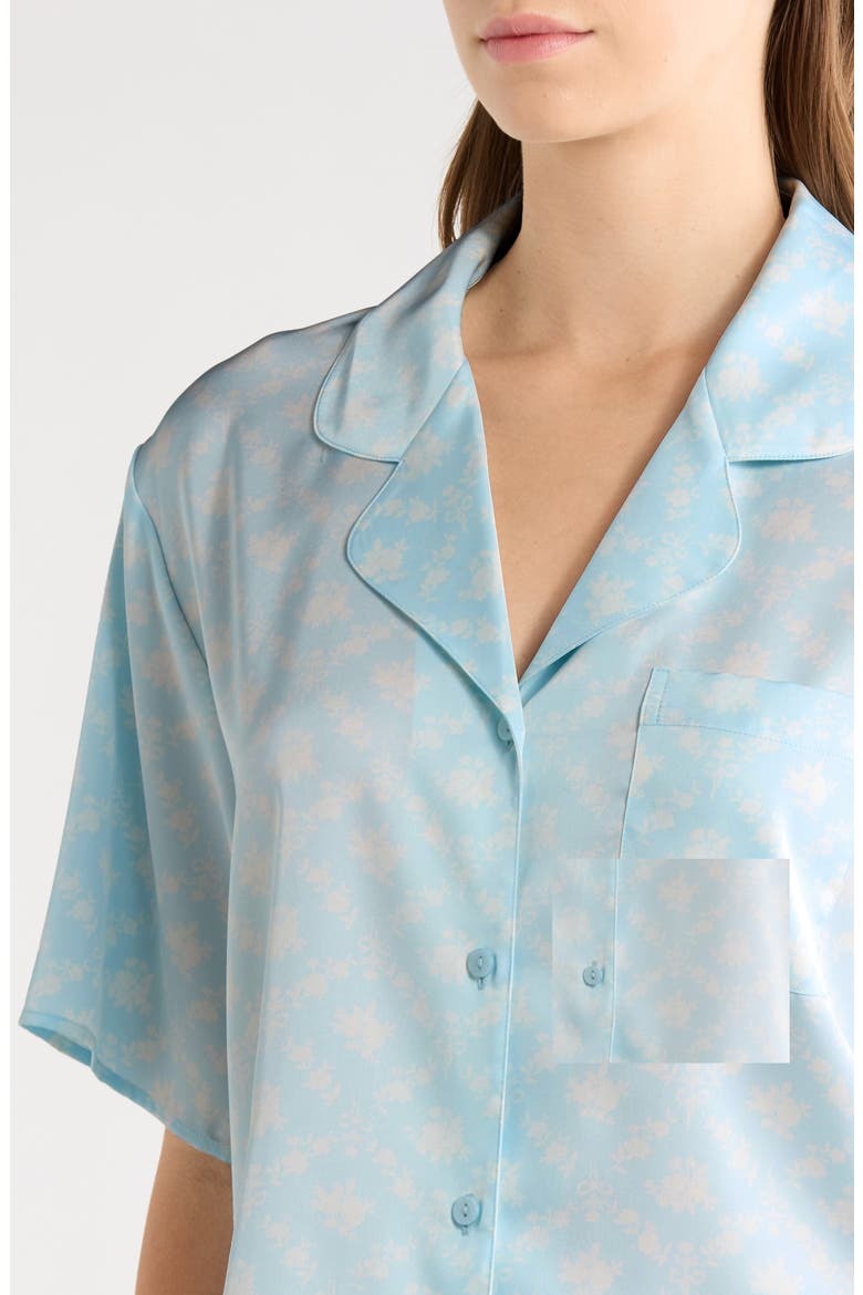 Boxy Stretch Satin Short Pajamas, Alternate, color, BLUE- IVORY COSETTE FLORAL