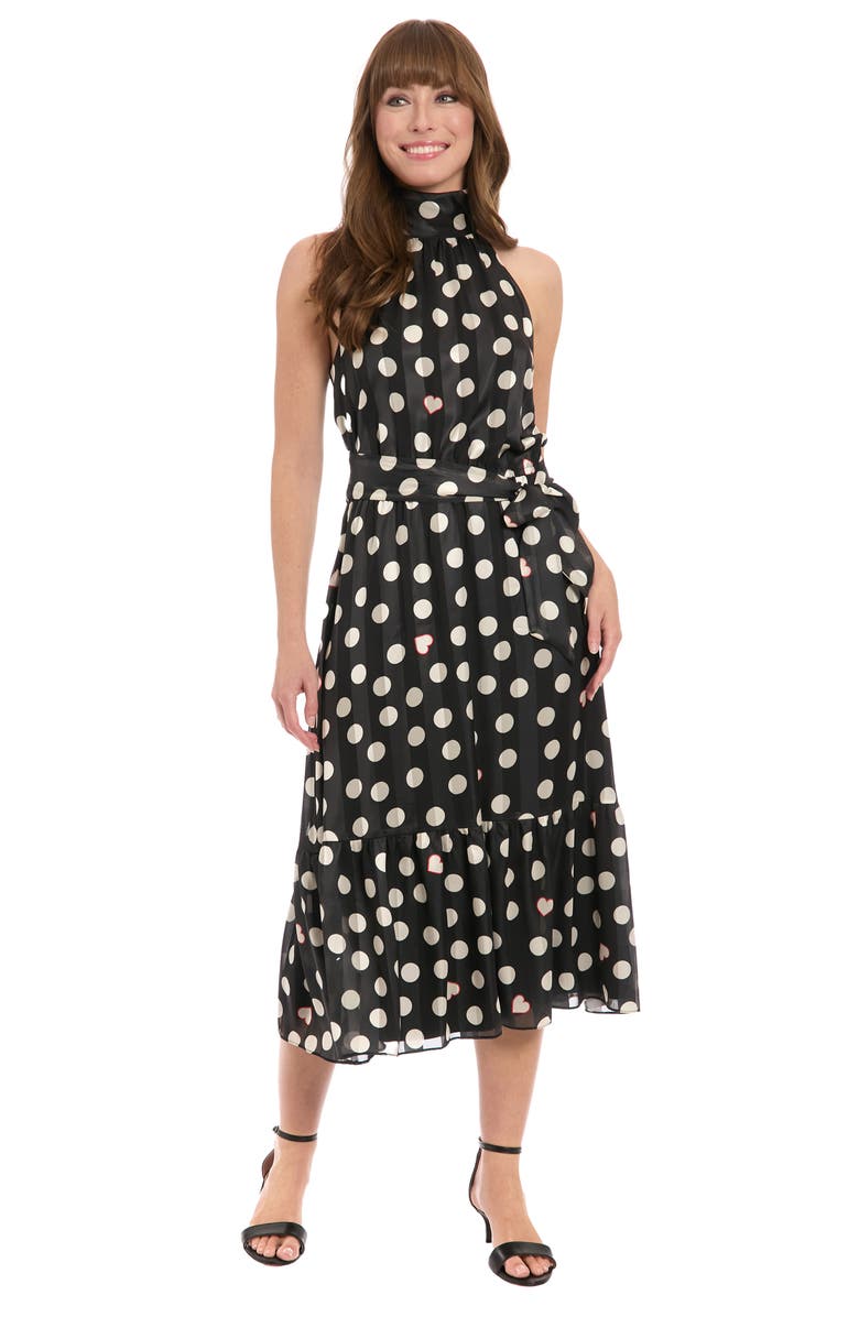 London Times Heart & Dot Print Chiffon Midi Dress, Alternate, color,