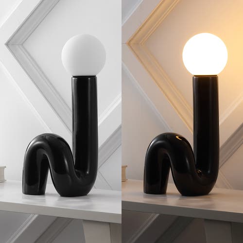Jonathan Y Katya 18" Scandinavian Minimalist Ceramic Spiral Tube Led Table Lamp In Black