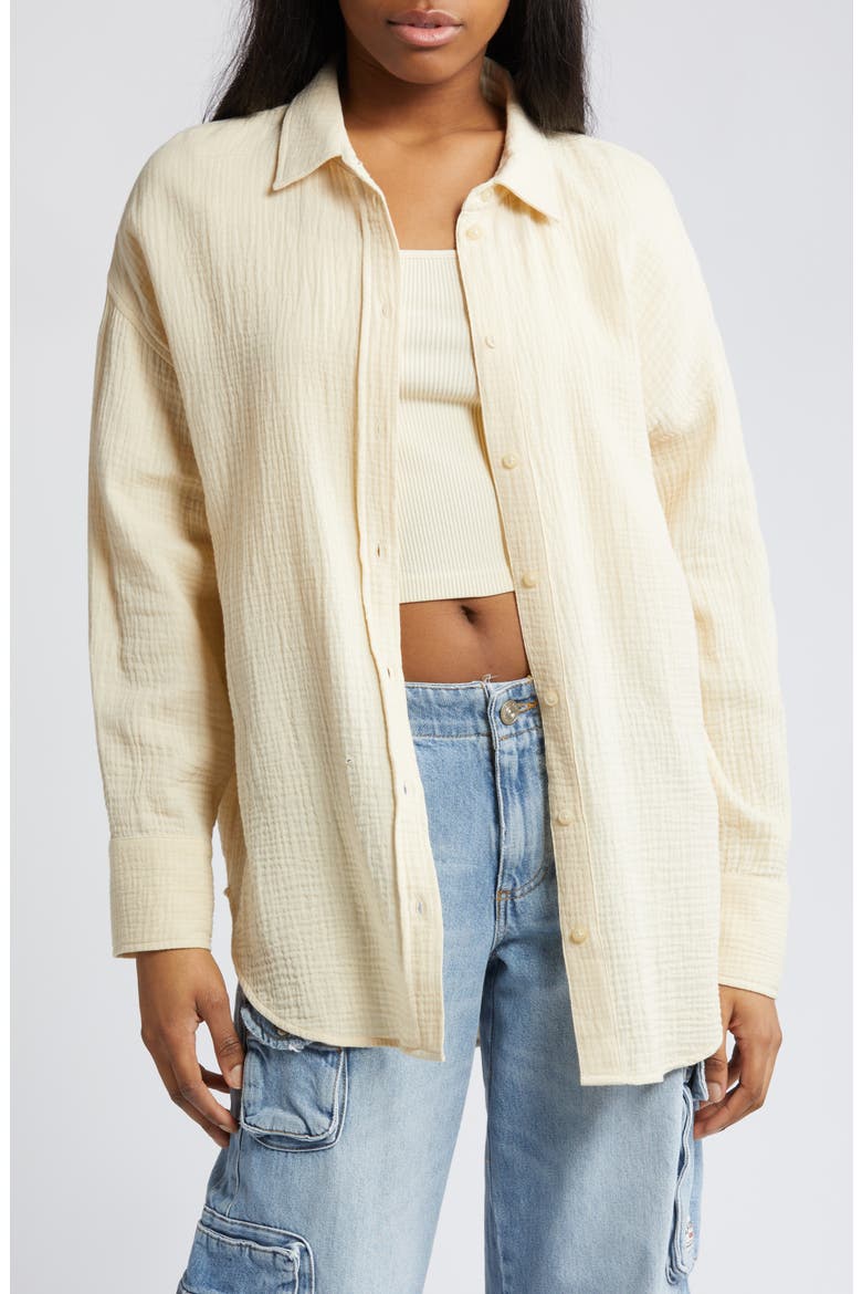 Oversized Beach Shirt, Main, color, BEIGE ANGORA