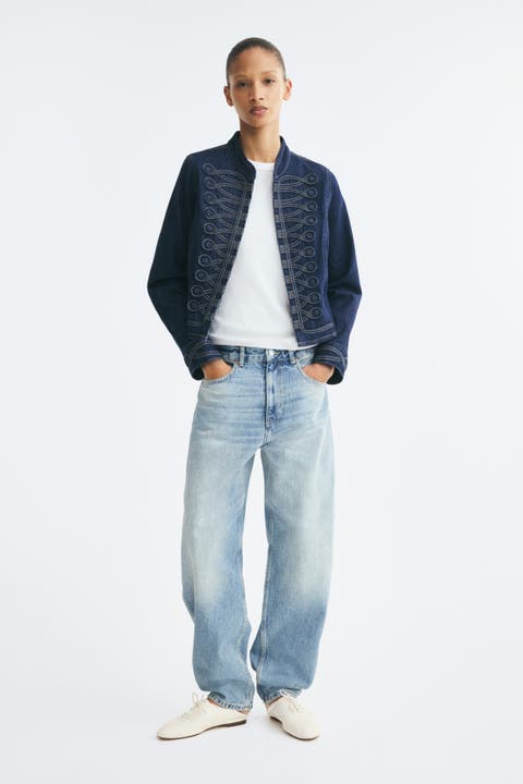 Button-tab Denim Jacket