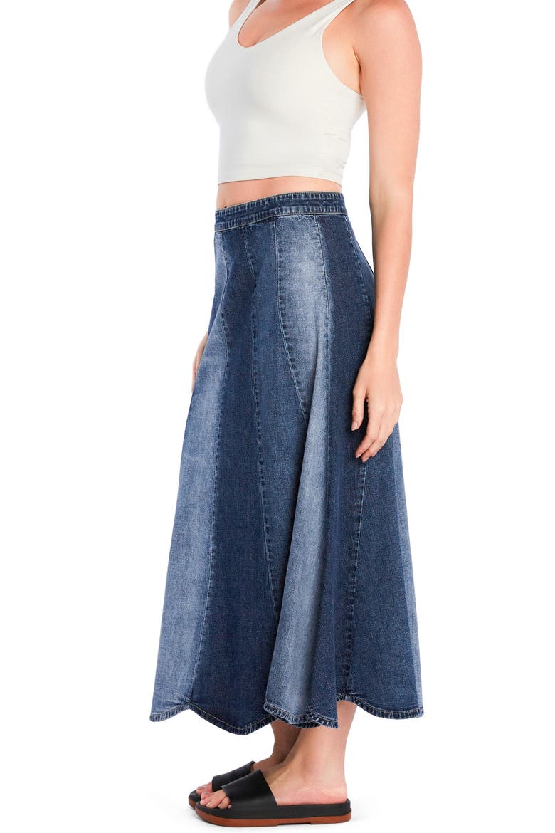 Patchwork Denim Maxi Skirt, Alternate, color, MIXED BLUE