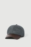 Brunello Cucinelli Virgin wool flannel and nappa leather baseball cap with shiny band