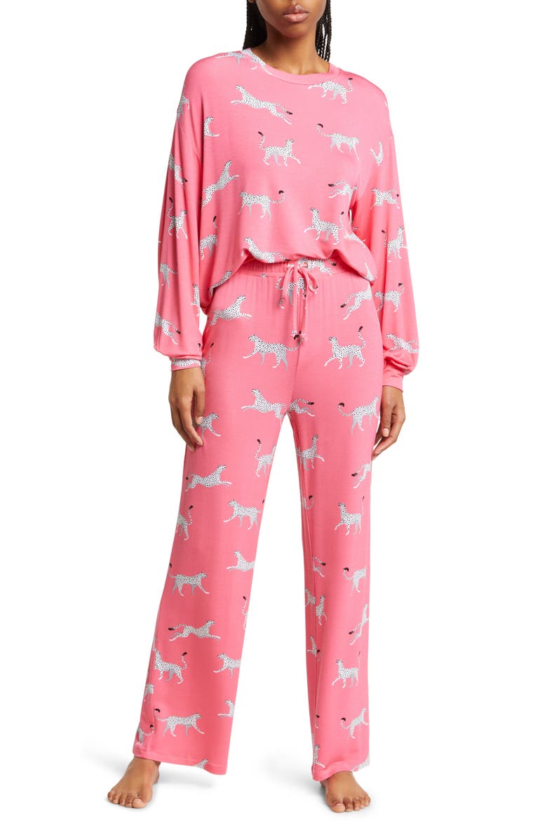 Play It Cool Pajamas, Main, color, PINK CHEETAHS