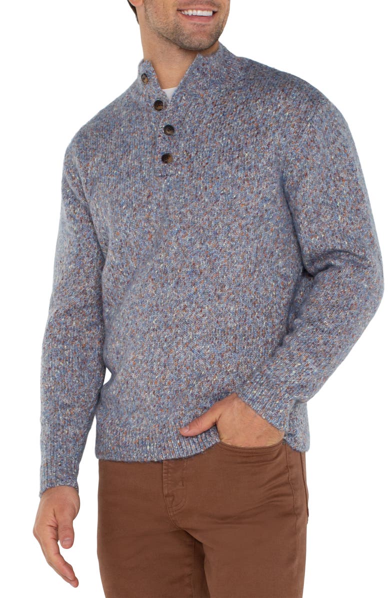 Liverpool Button Mock Neck Sweater, Alternate, color, 