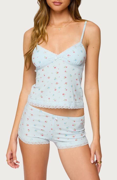 Aurea Floral Print Lace Camisole