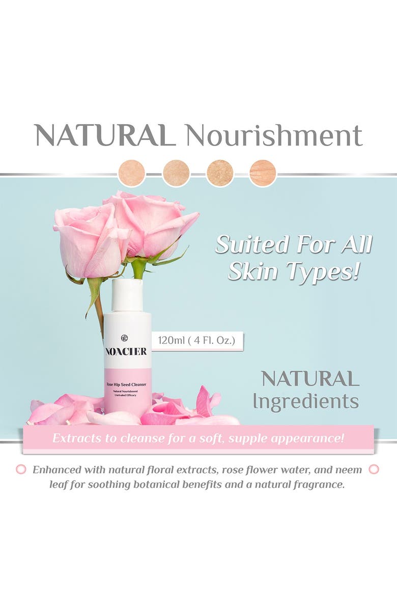 NOACIER Rose Hip Seed Oil Radiance Cleanser for All Skin Types with Natural Ingredients, Cleansing and Rejuvenating Facial Wash Rosehip, Alternate, color, 