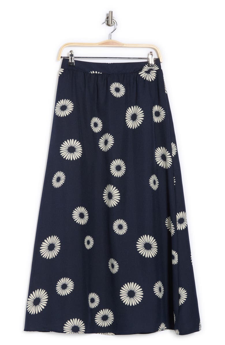 Bobeau A-Line Maxi Skirt, Alternate, color, Navy/Antq Wht Daisy