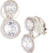 Nadri Modern Love Pavé Halo Drop Clip-On Earrings
