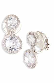 Nadri Modern Love Pavé Halo Drop Clip-On Earrings