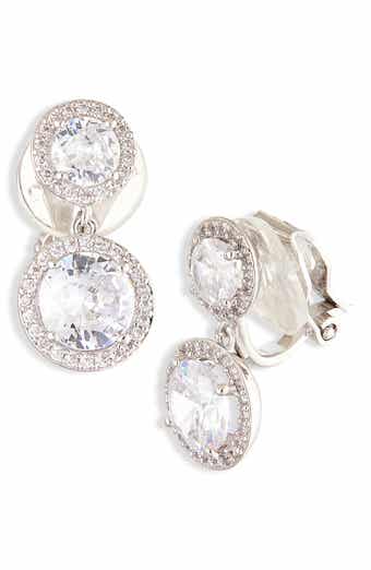 Modern Love Pavé Halo Drop Clip-On Earrings