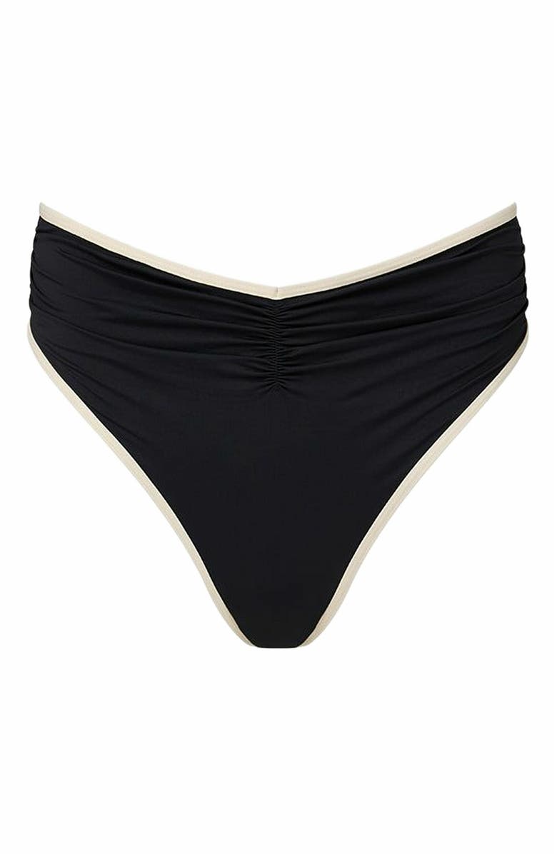 WeWoreWhat High Rise Ruched Bottom, Main, color, Dk Navy/Offwh