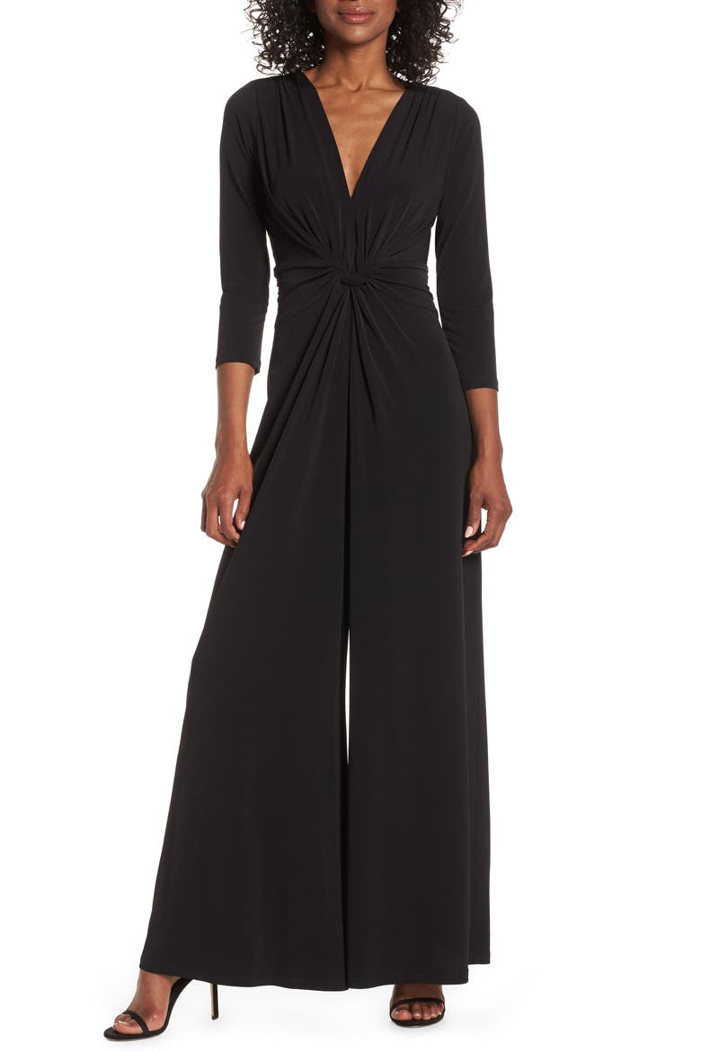 Twist Wide Leg Jumpsuit, Main, color, BLACK