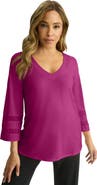 Jessica London Stretch Knit Mesh Inset Sleeve Tunic