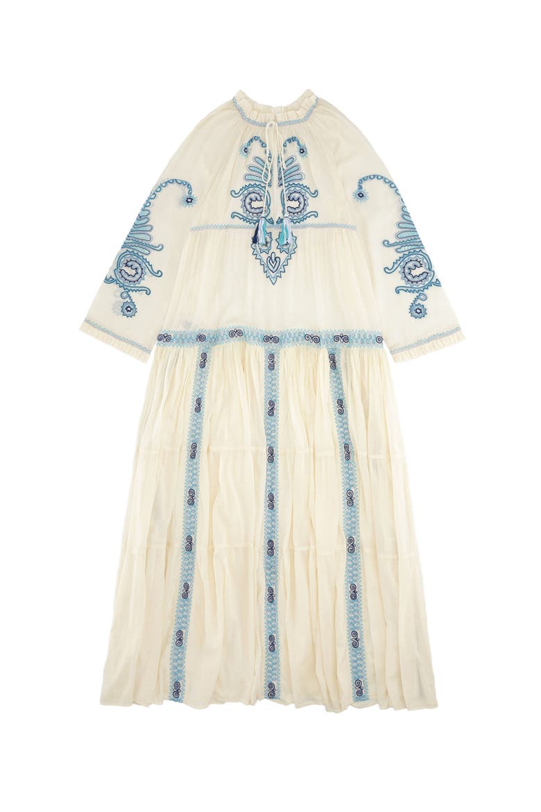 Arsia Embroidered Cotton Kaftan Dress, Main, color, OFF WHITE
