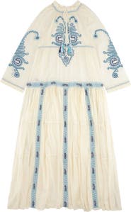 Fortela Arsia Embroidered Cotton Kaftan Dress