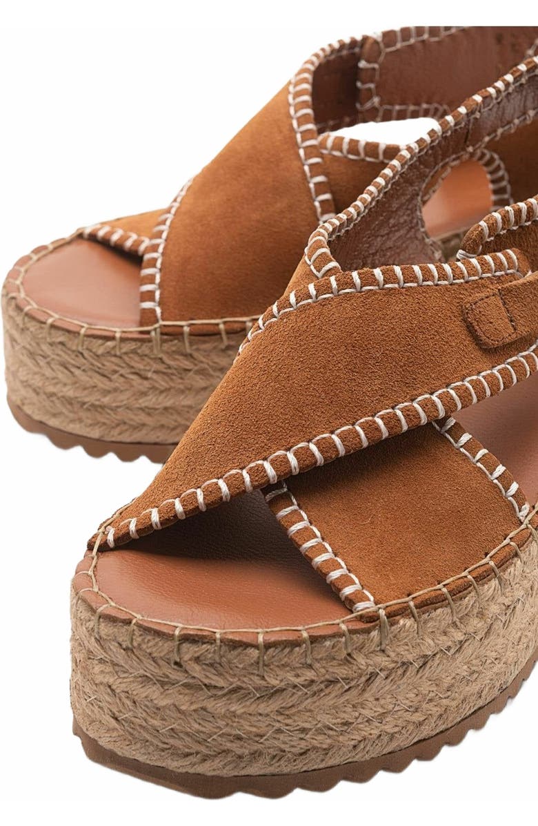 Forever & Always Shoes Bellezza Leather Platform Sandal, Alternate, color, Cognac Brown Suede Leather