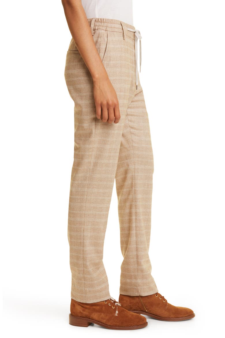 Plaid Drawstring Waist Virgin Wool Blend Pants, Alternate, color, SABBIA