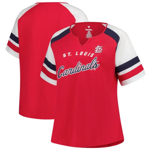 Profile Red St. Louis Cardinals Plus Sized Arched Notch Neck T-shirt