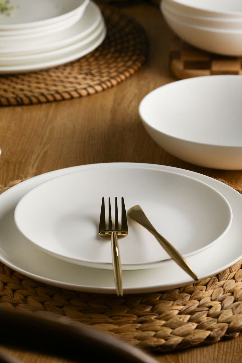 Taglio Bone China 12-piece Dinnerware Set, Alternate, color, Matte White