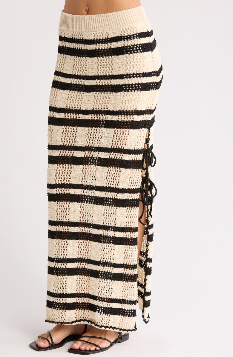 Elan Open Stitch Side Slit Cover-Up Maxi Skirt, Alternate, color,