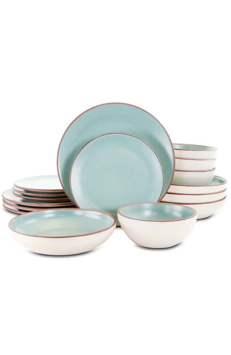 Gibson Elite Contempo Classic 16 Piece Round Terracotta Dinnerware Set, Main, color, Green