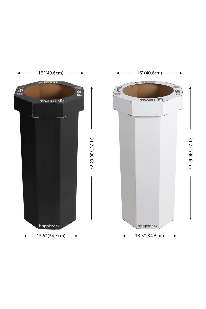 Fleur Traditional Classic Disposable Corrugated Cardboard Event Trash Can and Recycling Bin, Alternate, color, Black Cotton White