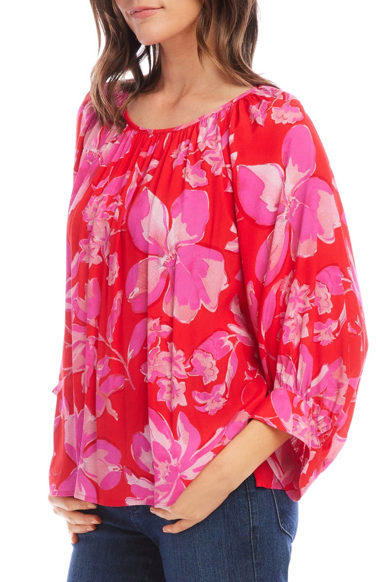 Karen Kane Floral Balloon Sleeve Top, Alternate, color, 
