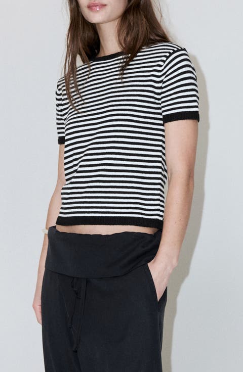 Striped Short Sleeved Sweater