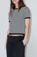 MANGO Striped Short Sleeved Sweater