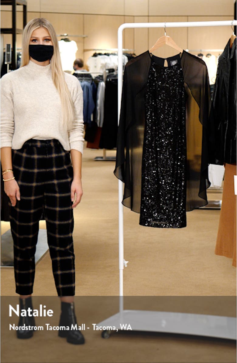 Sequin Long Cape Sleeve Sheath Cocktail Dress, sales video thumbnail