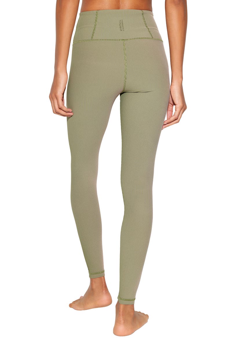 Spiritual Gangster Lotus Two-Tone High Waist 7/8 Leggings, Alternate, color, Dark Palm