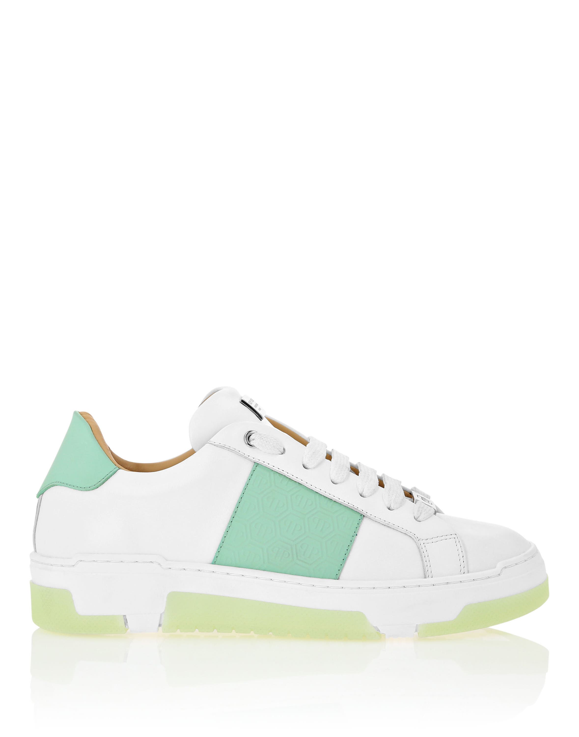 Leather Lo-Top Sneakers Monogram Unisex, Alternate, color, white/green