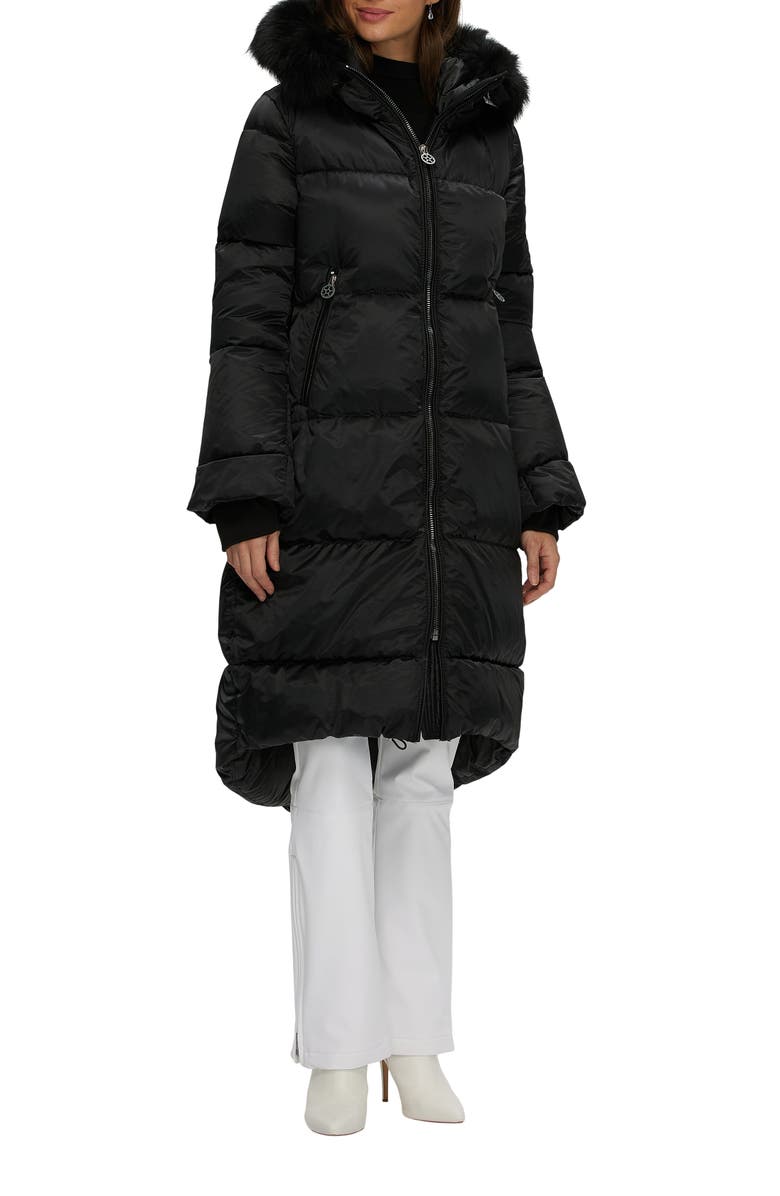 GORSKI Apres-Ski Long Coat With Detachable Trim, Alternate, color, Black/Black