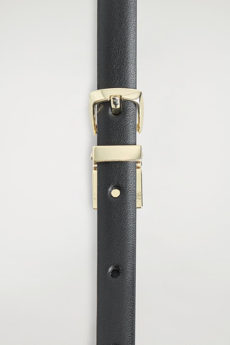 Reversible Slim Leather Belt, Alternate, color, BLACK / WHITE