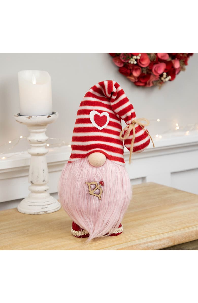 Northlight Plush Bow and Arrow Valentine's Day Gnome - 19" - Pink, Alternate, color, Red