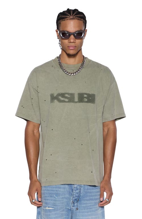 Ksubi Blasted Ekcess Oversize Distressed Graphic T-shirt In Gray