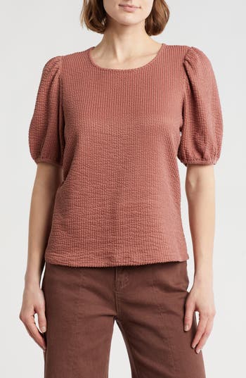 Daniel Rainn Rib Textured T-shirt In Washed Rouge