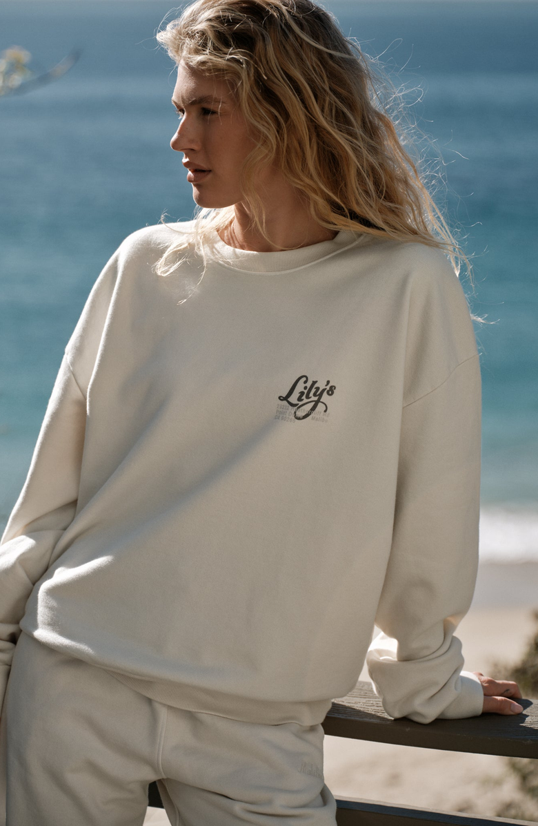 CALIFORNIA INCLINE Lilys Malibu Crewneck Sweatshirt, Alternate, color, Vintage Cream