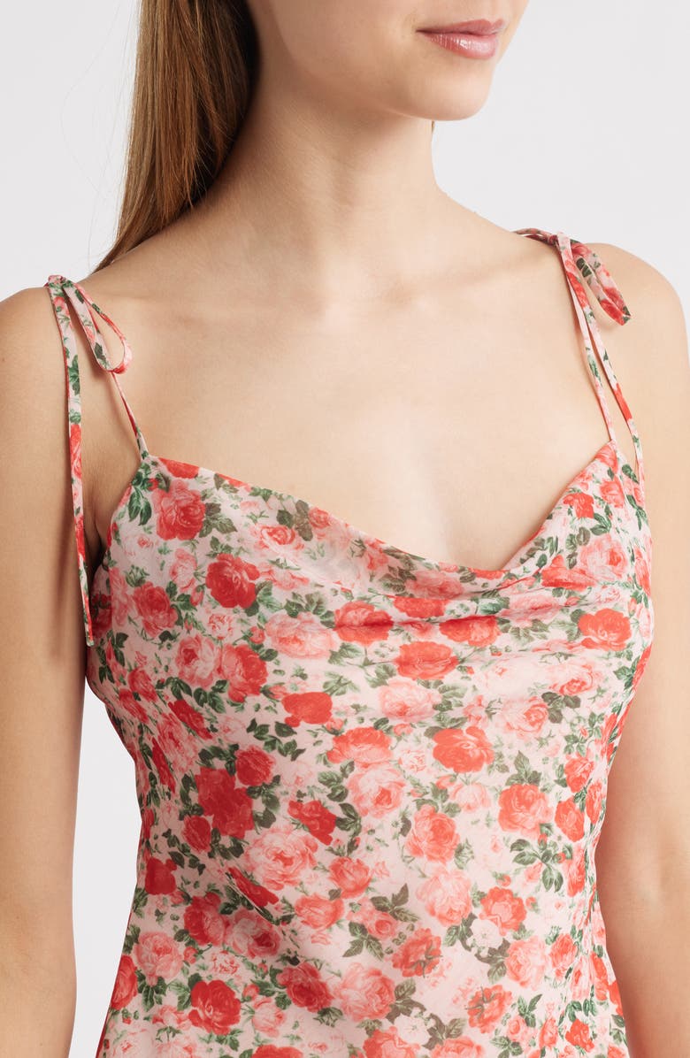 All in Favor Floral Tie Shoulder Minidress, Alternate, color, Coral Floral