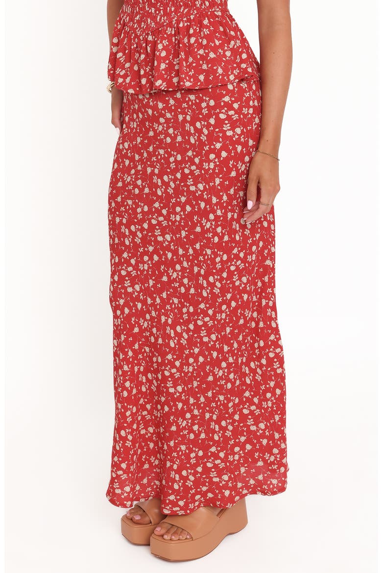 Zoella Floral Print Maxi Skirt, Alternate, color, RED FLORAL